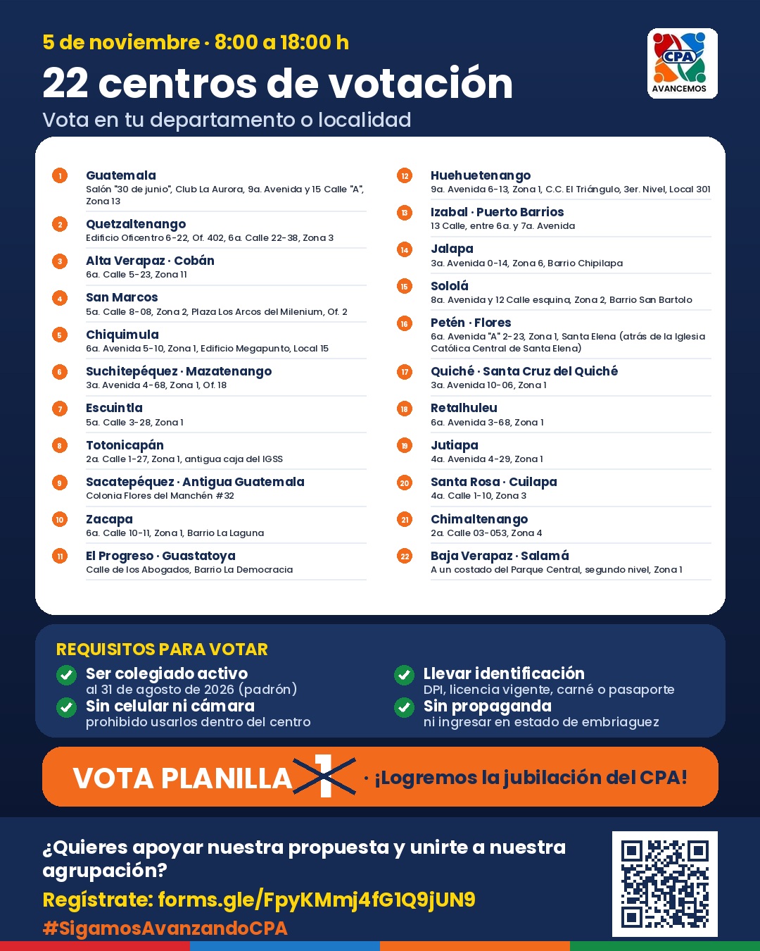 Afiche de Avancemos con 22 centros de votación y los requisitos anunciados para votar